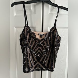 Express black and nude sequin tank top